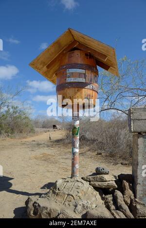 Le canon du bureau de poste à Post Office Bay, île Floreana, îles Galapagos, Équateur Banque D'Images