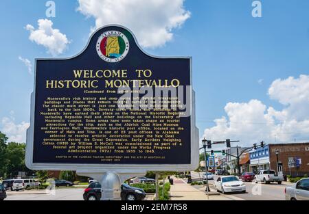 Montevallo, Alabama/États-Unis-août 4, 2020: Le centre-ville historique de Montevallo, établi en 1817, est une communauté de rue principale désignée avec rénovation de paysage de rue Banque D'Images