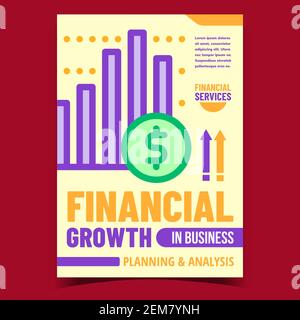Croissance financière dans le vecteur de l'affiche de promotion commerciale Illustration de Vecteur