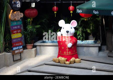 KUALA LUMPUR, MALASIA – 26 JANVIER 2020 décorations du nouvel an chinois au centre-ville de Kuala Lumpur année du Rat Banque D'Images