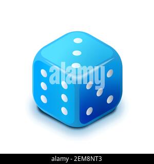 Dés de casino bleu réaliste dans une vue isométrique isolée sur blanc Illustration de Vecteur