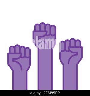 Fists, l'illustration vectorielle est mise à la main. Concept d'unité, de révolution, de lutte, de coopération. Conception à contour plat. Illustration de Vecteur