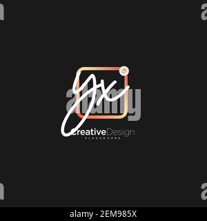 YX lettre initiale logo écriture manuscrite dessin à la main boîte colorée vecteur, logo pour la beauté, cosmétiques, mariage, mode et affaires, et autre Illustration de Vecteur