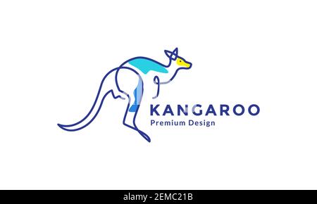 coloré abstrait lignes art animal kangaroo logo design icône vectorielle illustration du symbole Illustration de Vecteur