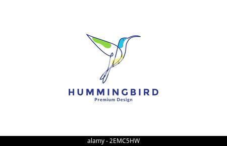 oiseaux colibris lignes de mouche coloré logo design symbole vectoriel icône illustration Illustration de Vecteur