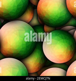 3D render de fond transparent avec carreaux polygonaux colorés balls Banque D'Images