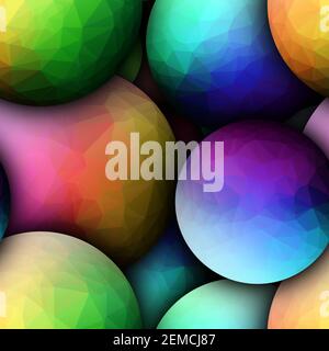 3D render de fond transparent avec carreaux polygonaux colorés balls Banque D'Images