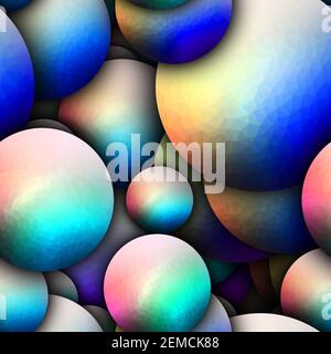 3D render de fond transparent avec carreaux polygonaux colorés balls Banque D'Images