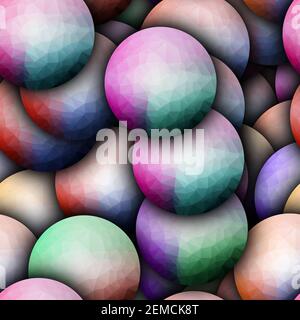 3D render de fond transparent avec carreaux polygonaux colorés balls Banque D'Images