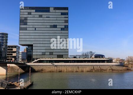 Extérieur de l'hôtel Hyatt Regency, MedienHafen Media port Dusseldorf, Düsseldorf, Allemagne Banque D'Images