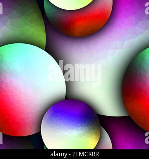 3D render de fond transparent avec carreaux polygonaux colorés balls Banque D'Images