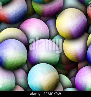 3D render de fond transparent avec carreaux polygonaux colorés balls Banque D'Images