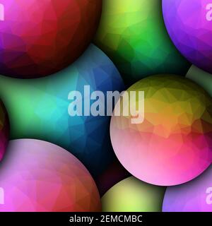 3D render de fond transparent avec carreaux polygonaux colorés balls Banque D'Images
