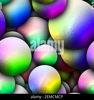 3D render de fond transparent avec carreaux polygonaux colorés balls Banque D'Images