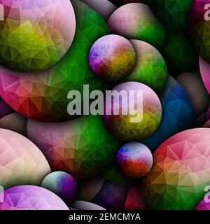 3D render de fond transparent avec carreaux polygonaux colorés balls Banque D'Images