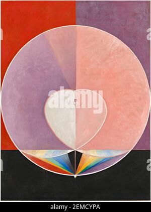 L'œuvre Hilma af Klint intitulée The Dove No 2 - formes géométriques avec cercle et coeur. Charmant. Banque D'Images