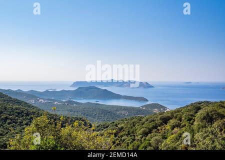 Vue sur la côte méditerranéenne près de la ville de Kas, dans le sud de la Turquie Banque D'Images