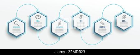 Modèle d'infographie vectoriel avec icônes et 6 options ou étapes. Infographies pour le concept d'entreprise. Peut être utilisé pour les bannières de présentation, le flux de travail vous-même Illustration de Vecteur