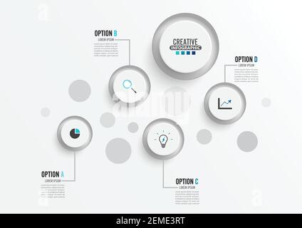 Modèle d'infographie Vector avec étiquette papier 3D, Business concept avec 4 options. Pour le contenu, le diagramme, l'organigramme, les étapes, les pièces, infographies de la chronologie Illustration de Vecteur