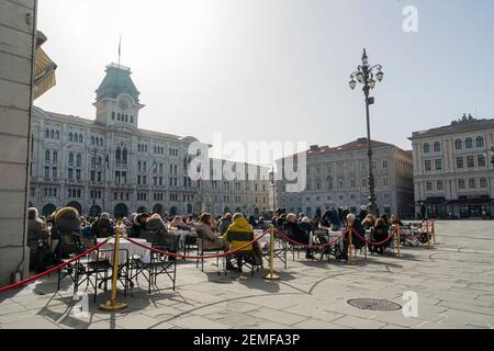 Trieste, Italie. 24 février 2021. Le célèbre café des glaces dans le centre-ville Banque D'Images