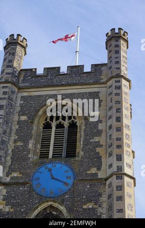 La tour de l'église Sainte-Marie-la-Vierge à Henley sur la Tamise, Oxfordshire, Royaume-Uni Banque D'Images