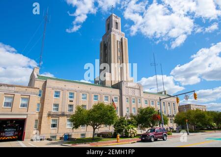 Hôtel de ville de Pawtucket sur Roosevelt Avenue dans le centre-ville de Pawtucket, Rhode Island RI, États-Unis. Banque D'Images