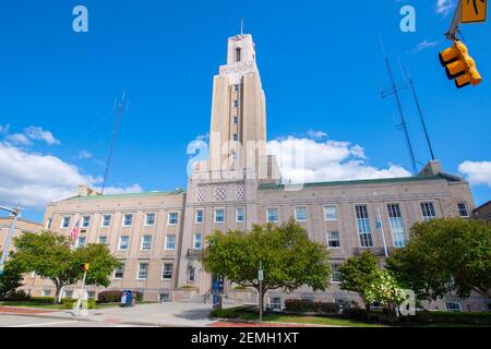 Hôtel de ville de Pawtucket sur Roosevelt Avenue dans le centre-ville de Pawtucket, Rhode Island RI, États-Unis. Banque D'Images