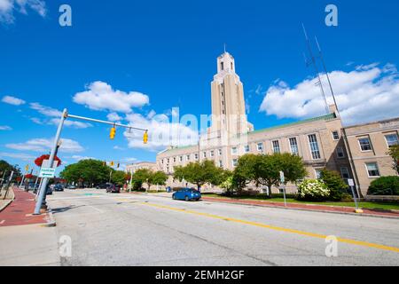 Hôtel de ville de Pawtucket sur Roosevelt Avenue dans le centre-ville de Pawtucket, Rhode Island RI, États-Unis. Banque D'Images