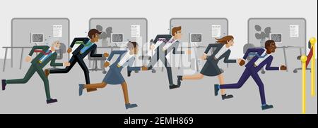Concept Business People Running Race Finish Line Illustration de Vecteur