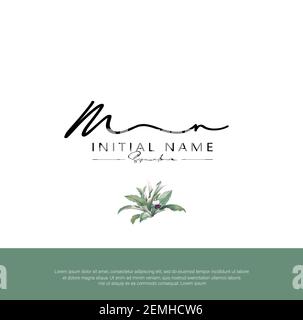 M N MN lettre initiale écriture manuscrite et logo de signature. Logo original du vecteur de beauté .mode, boutique, floral et botanique Illustration de Vecteur