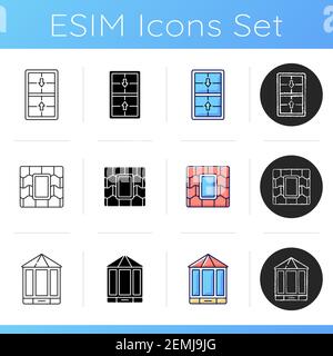 Icônes d'installation des fenêtres et des portes définies Illustration de Vecteur