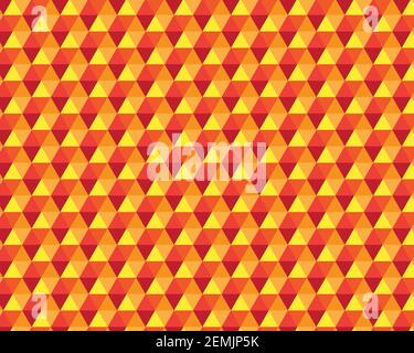 Motif vectoriel sans couture rouge orange jaune en forme de polygone géométrique Illustration de Vecteur