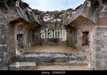 Les ruines au rez-de-chaussée du mont du Seigneur, une fortification circulaire en pierre de deux étages pour six canons lourds érigés en 1542 sur les ordres de Henri VIII Banque D'Images