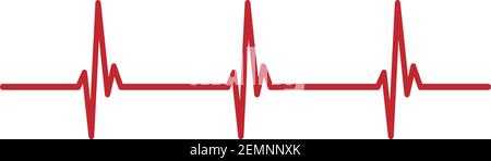 ligne rouge du cœur du cardiogramme isolée sur l'illustration vectorielle blanche Illustration de Vecteur