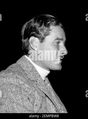 Errol Flynn. Portrait de la star du film hollywoodien, Errol Leslie Thomson Flynn (1909-1959), photo de Harris et Ewing, Washington DC, janvier 1939 Banque D'Images