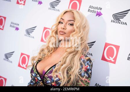 Stefflon Don arrive aux Q Awards 2018 au Roundhouse, Camden, Londres. Date de la photo: Mercredi 17 octobre 2018. Le crédit photo devrait se lire: David Jensen Banque D'Images