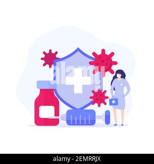 vaccination, vaccin antiviral et vecteur médique Illustration de Vecteur