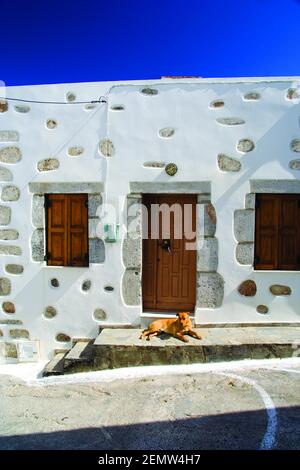 Architecture traditionnelle de l'île comme vu dans la vieille maison dans le village de Chora, île d'Astipalea, îles Dodécanèse, Grèce, Europe. Banque D'Images