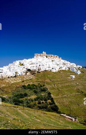 Chora (capitale) de l'île d'Astypalaia, dans les îles Dodécanèse, Grèce, Europe. Banque D'Images