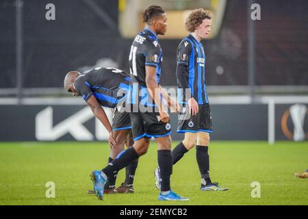BRUGGE, BELGIQUE - FÉVRIER 25 : Maxim de Cuyper du Club Brugge déçu lors du match de l'UEFA Europa League entre le Club Brugge et le FC Dynamo Kyiv Banque D'Images