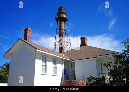 SANIBEL, FLORIDE -29 JANVIER 2020- vue sur le phare de l'île de Sanibel (point Ybel Light) dans le comté de Lee, Floride. Banque D'Images