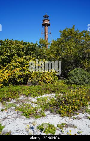 SANIBEL, FLORIDE -29 JANVIER 2020- vue sur le phare de l'île de Sanibel (point Ybel Light) dans le comté de Lee, Floride. Banque D'Images