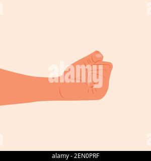 Poignet, lancer un poing, poing fermé mâle, isolé, main de homme avec un poing. Alpha. Protestataire. Homme qui lance un coup de poing, poing, bourdonnent une illustration vectorielle plate Illustration de Vecteur