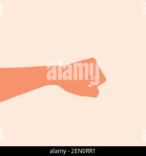 Poignet, lancer un poing, poing fermé mâle, isolé, main de homme avec un poing. Alpha. Protestataire. Homme qui lance un coup de poing, poing, bourdonnent une illustration vectorielle plate Illustration de Vecteur