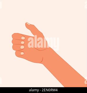 Lettre ou alphabet d'orthographe dans l'identificateur de langue des signes américain. Mouvement de la main. Main humaine avec les doigts serrés dans l'illustration du vecteur poing Illustration de Vecteur