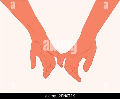 Mouvements de la main. Tenez la main de quelqu'un d'autre pour vous aider. S'aider les uns les autres. Rencontre, soutien, amitié, amants mains vecteur illustration. Dans l'amour Illustration de Vecteur