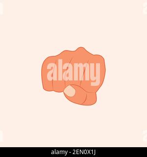 Poignet, lance un poing, poing fermé mâle, main isolée avec une vue avant du poing. Une femme ou un homme de protestation lance un coup de poing, figure de vecteur de poing Illustration de Vecteur