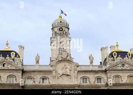 Tour de l'horloge, Hôtel de ville, place des Terreaux Banque D'Images