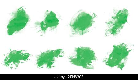 De magnifiques aquarelles pour la peinture. Jeu de pinceaux de frottis isolés sur fond blanc Banque D'Images