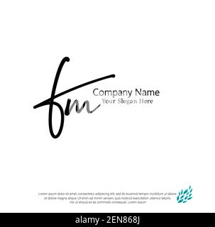 F M FM lettre initiale écriture manuscrite et logo de signature. Logo original du vecteur de beauté .mode, boutique, floral et botanique Illustration de Vecteur
